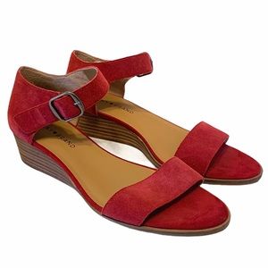 Lucky Brand Renzee Red Mini Wedge Sandals Size 9.5